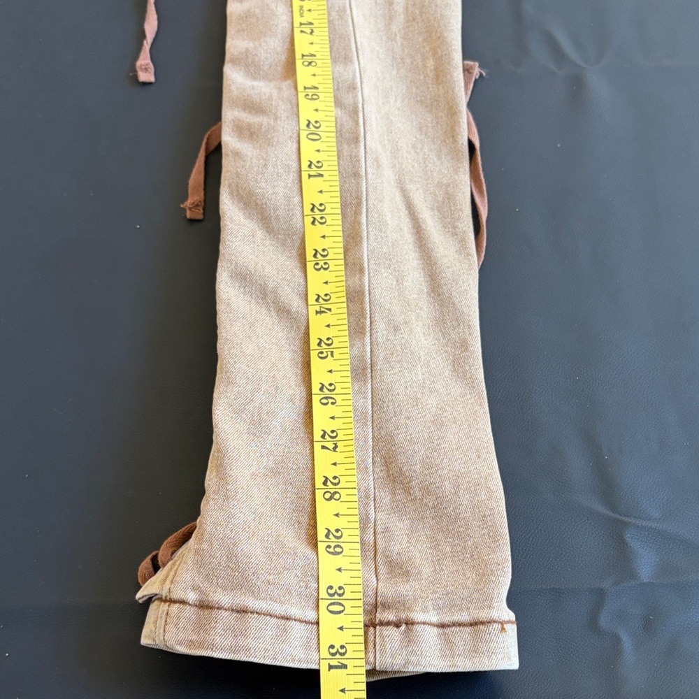 NWT Rise Supply Co Tan Full Side Lace-Up Flare Jeans Y2K Size 1 - Picture 11 of 13